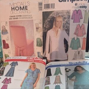 Simplicity & McCall Sewing Women's And Chair Cover Patters-4pc.